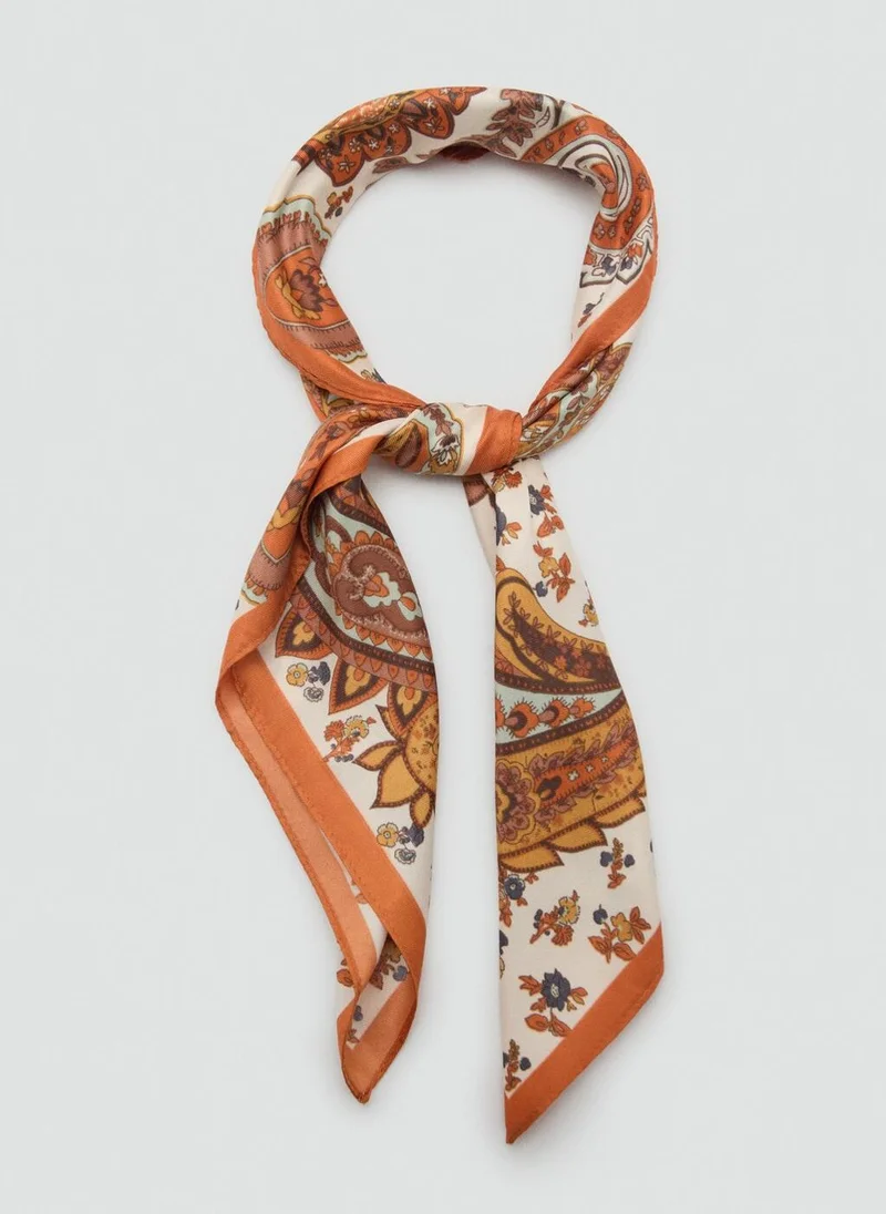 MANGO Paisley Satin Scarf