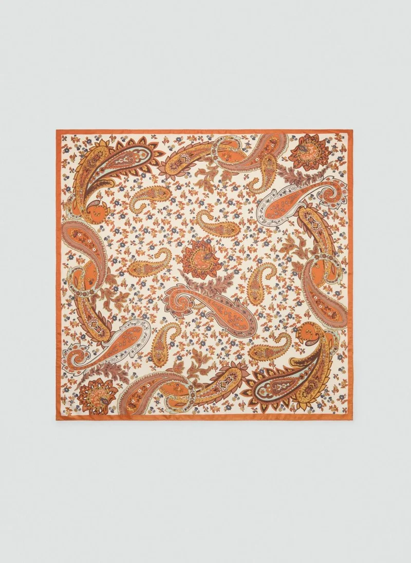 MANGO Paisley Satin Scarf