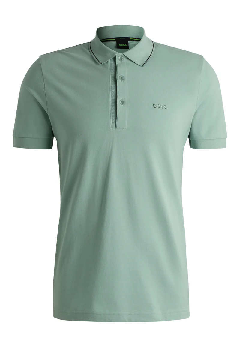 BOSS Cotton-piqué slim-fit polo shirt with tonal logo