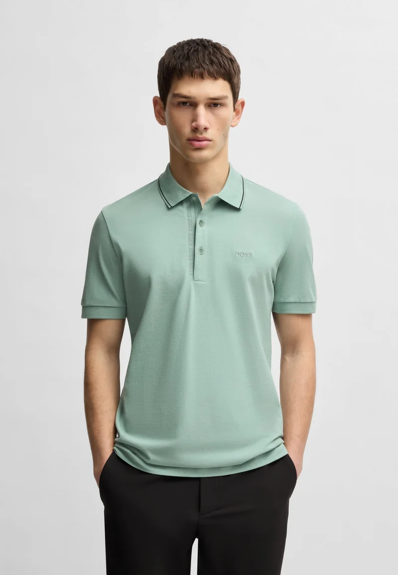BOSS Cotton-piqué slim-fit polo shirt with tonal logo