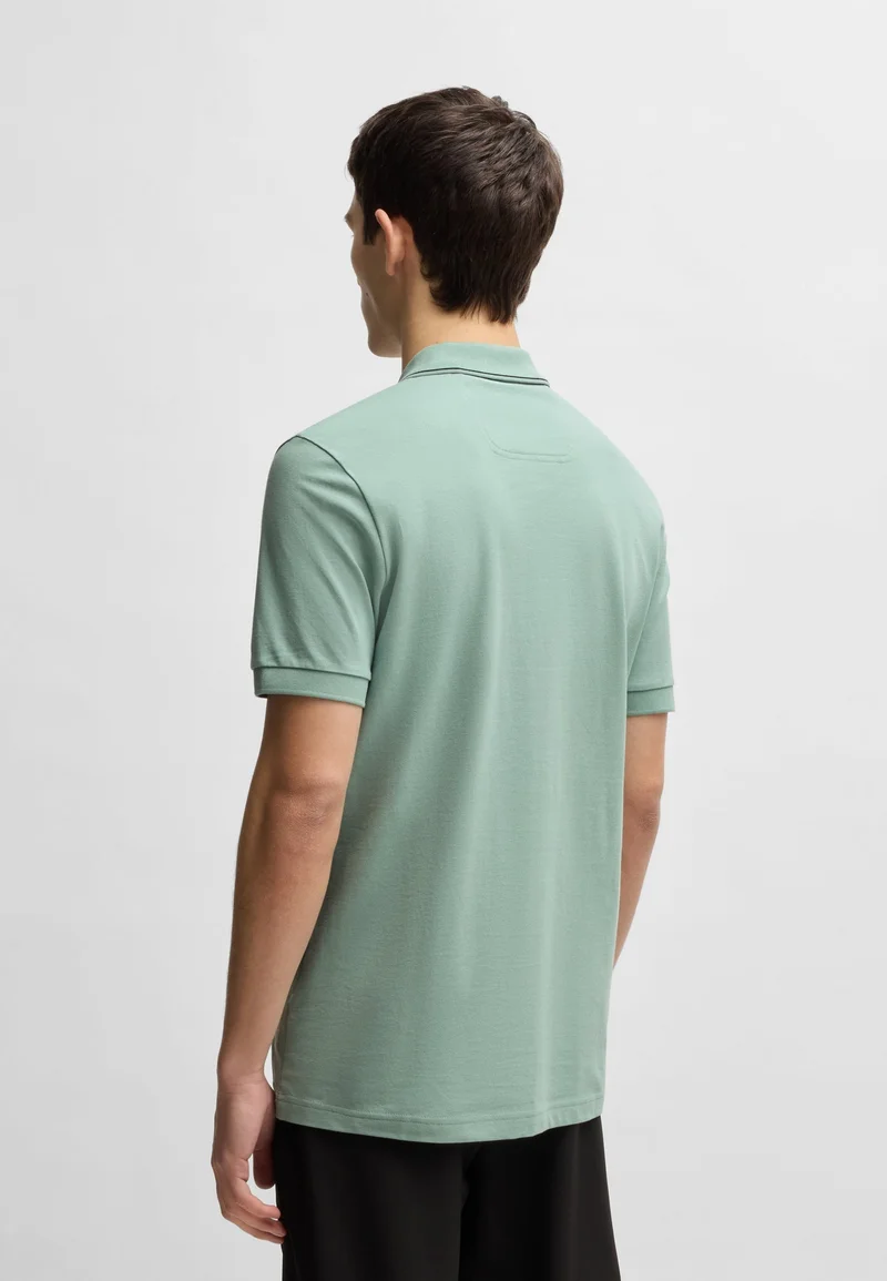 BOSS Cotton-piqué slim-fit polo shirt with collar stripe