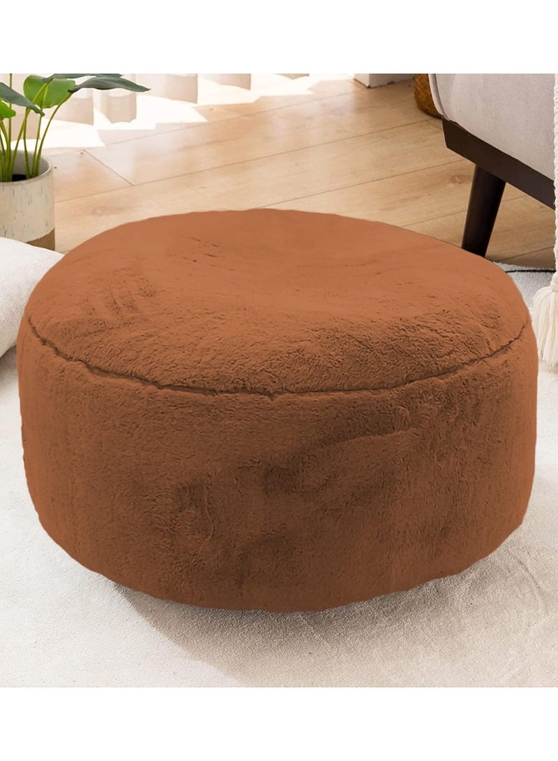 Round fur ottoman chair, foam-padded floor chair, living room floor chair, foam-padded seat, comfortable footrest (round brown ottoman cushions) - Image 3