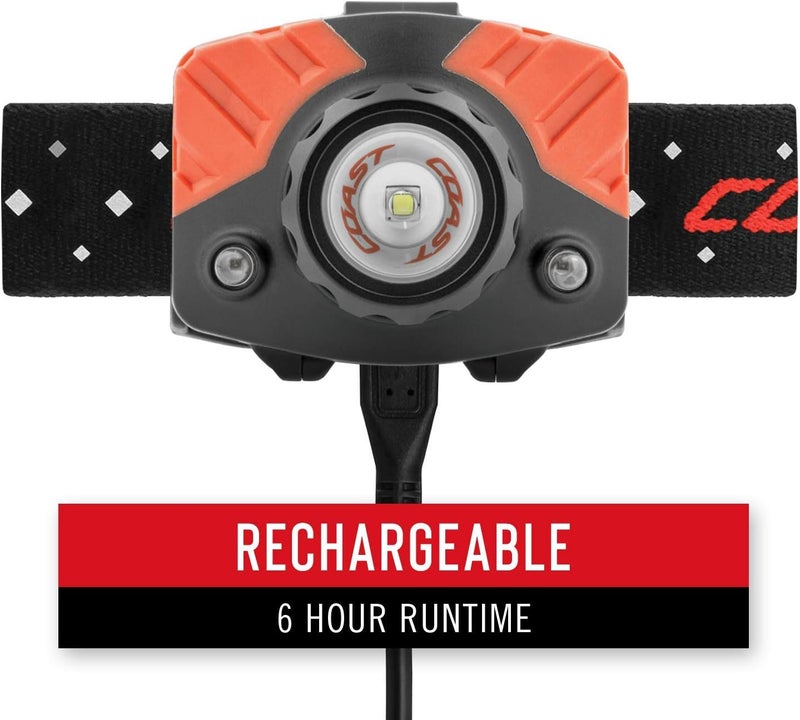 Coast مصباح رأس LED قابل لإعادة الشحن COAST FL75R بقوة 530 لومن بلونين مع تركيز دوار باللون البرتقالي - Image 4