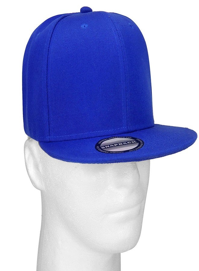 Falari Snapback Hat Cap Hip Hop Style Flat Bill Blank Solid Color Adjustable Size G201-13-Royal - Image 5