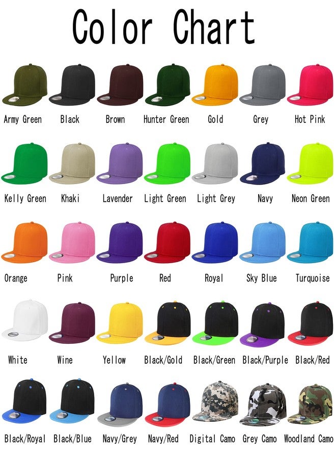 Falari Snapback Hat Cap Hip Hop Style Flat Bill Blank Solid Color Adjustable Size G201-13-Royal - Image 2
