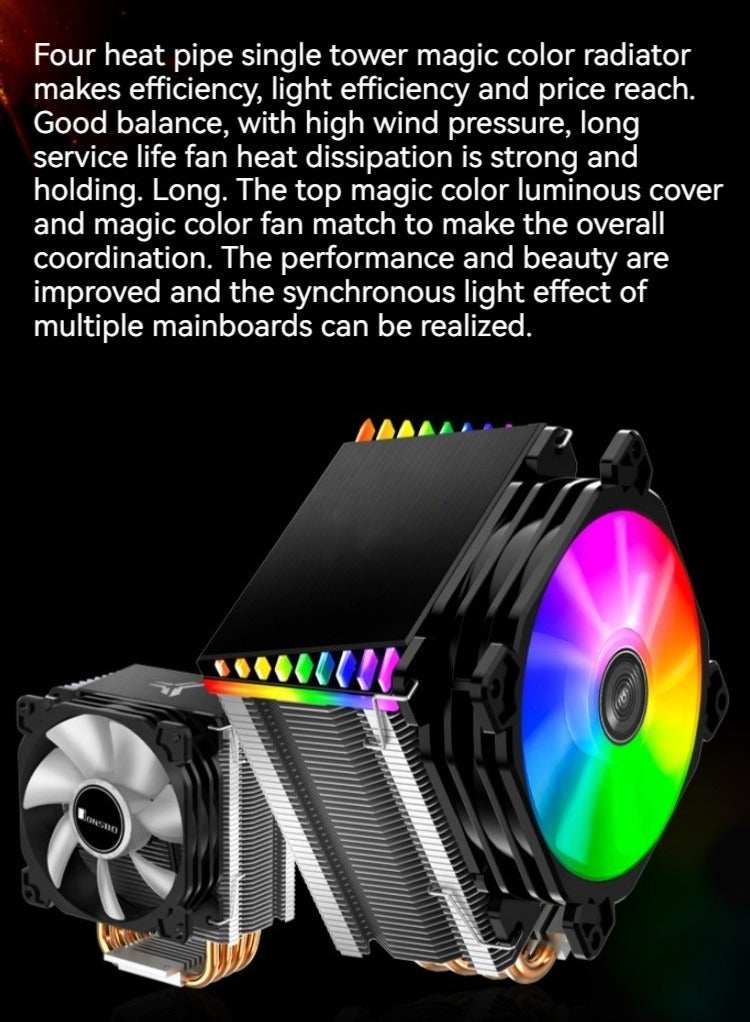 M MIAOYAN New CR1400 CPU radiator tower four heat pipe 5V ARGB synchronized light effect desktop computer temperature control fan  - Image 5