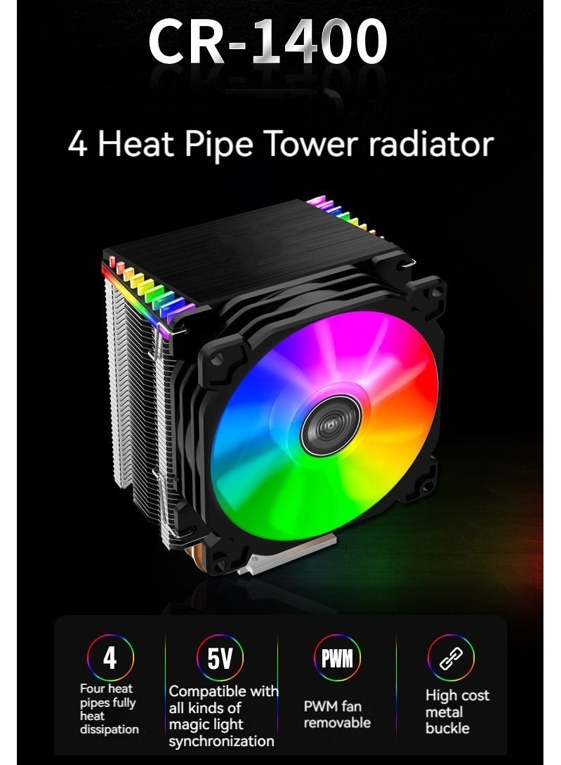 M MIAOYAN New CR1400 CPU radiator tower four heat pipe 5V ARGB synchronized light effect desktop computer temperature control fan  - Image 2