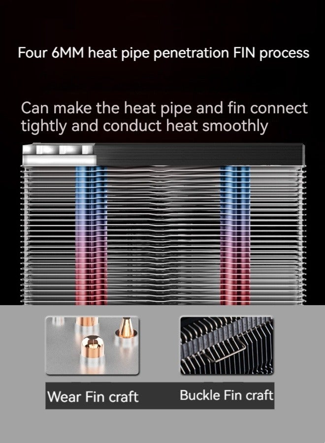M MIAOYAN New CR1400 CPU radiator tower four heat pipe 5V ARGB synchronized light effect desktop computer temperature control fan  - Image 4