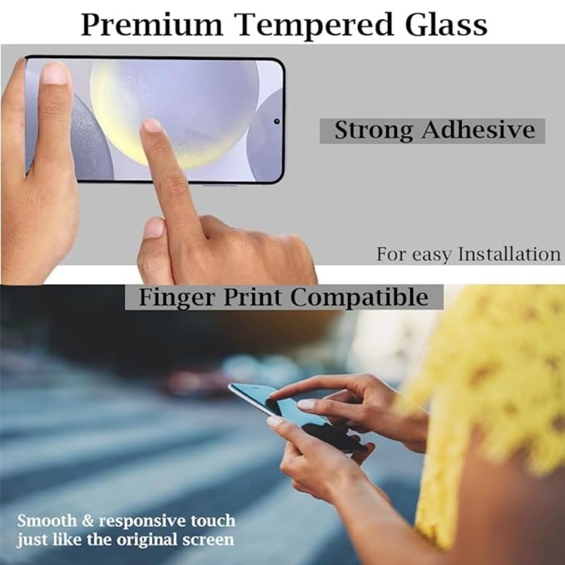 SPCORE Tempered Glass Screen Protector Guard Compatible For Samsung Galaxy S24 5G (Black) Edge To Edge Coverage With Easy Installation Kit - Image 3