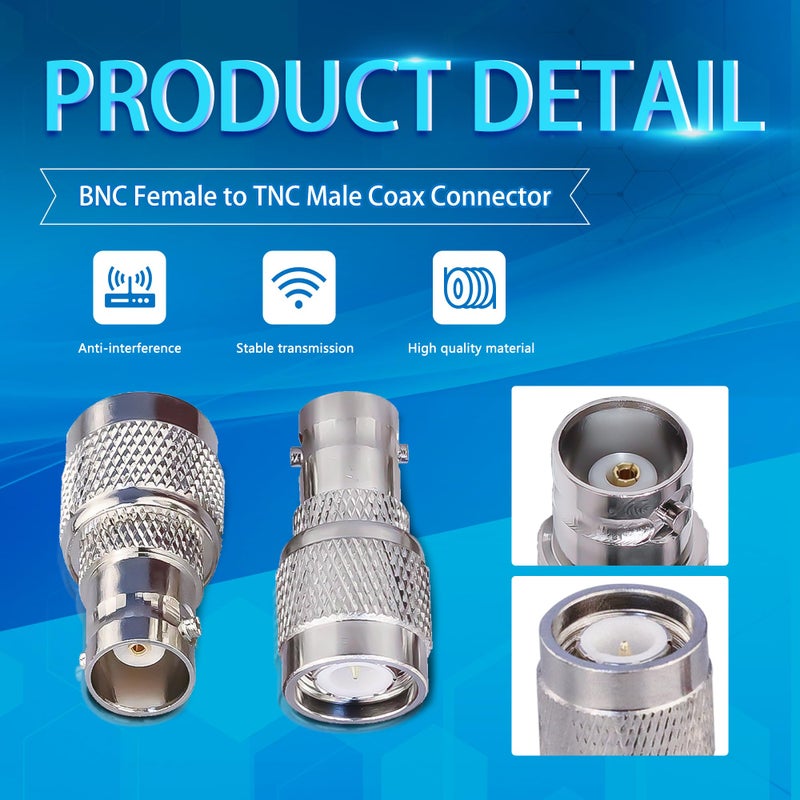 TUOLNK BNC to TNC Coax Adapter TNC Male to BNC Female RF Coaxial Connector for WiFi Antenna Extension Cable 2pcs - Image 2