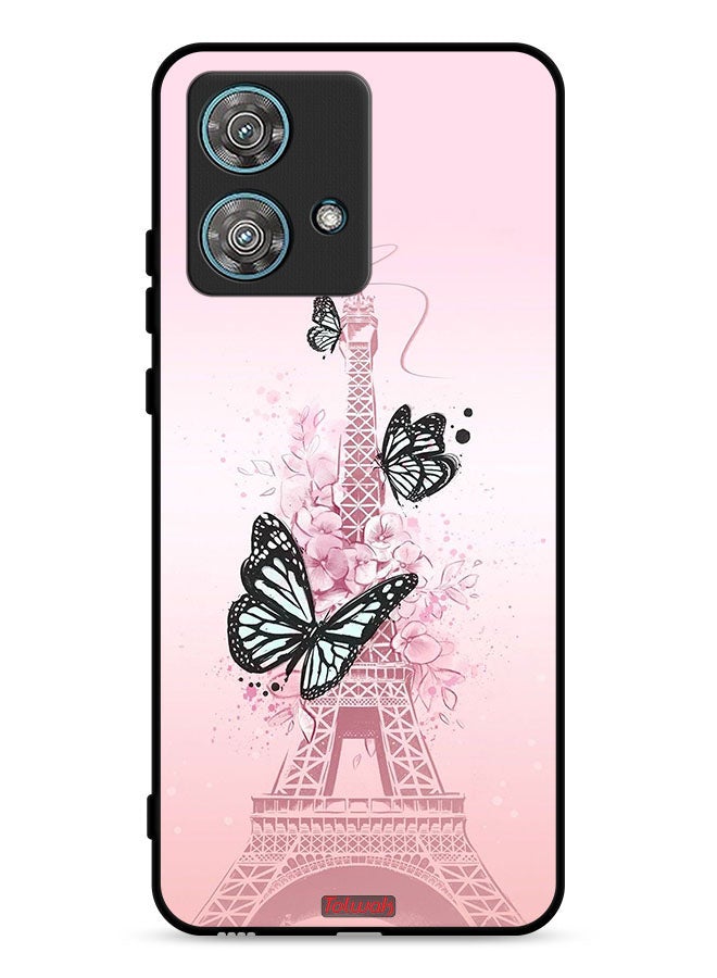 Tolwak Motorola Edge 40 Neo 5G Protective Case Cover Butterflies On Eiffel Tower - Image 1