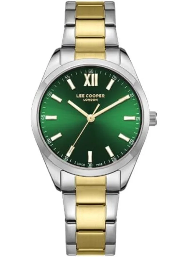 لي كوبر Lee Cooper Women's PC21S2M Movement Watch, Analog Display and Metal Strap - LC08014.270, Green