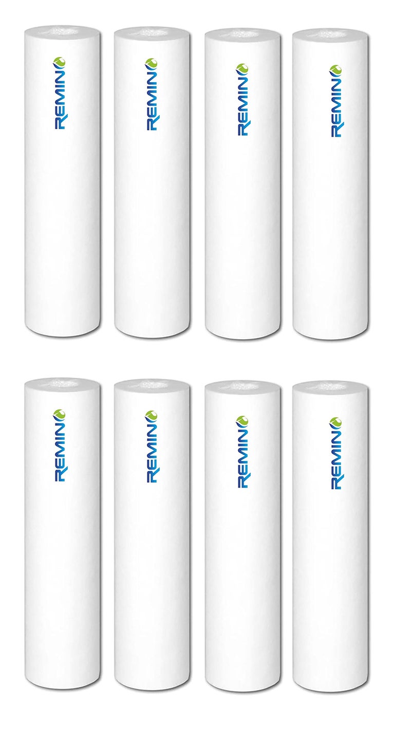 Remino 10 Inch 5 Micron Heavy Spun Pre Filter (PP) Cartridge 110 gm premium Compatible for Water Purifier Filter Housing (Pack of 8 PP) - Image 1