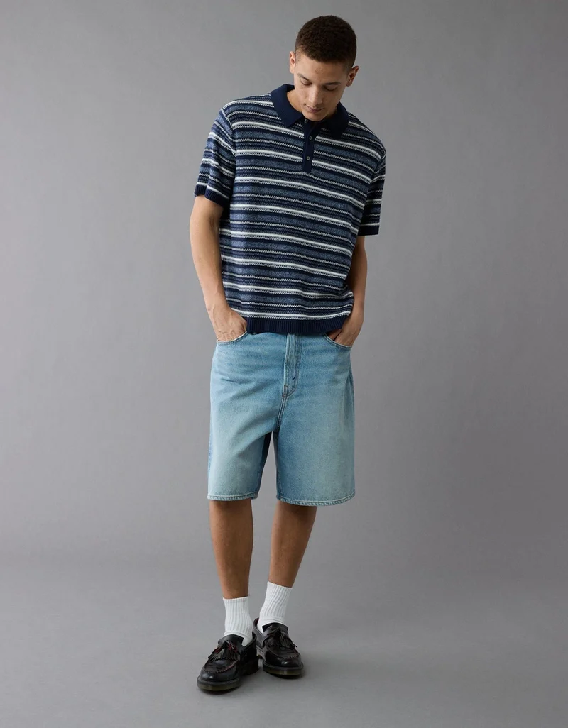 AE Weekend Striped Sweater Polo Shirt