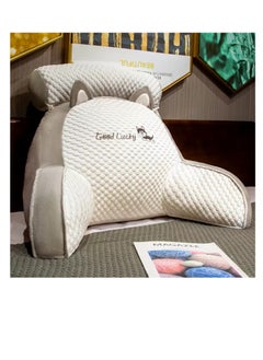 CityRiya-Long Reading Pillow for Adults - Large Backrest Pillow with Detachable Neck Roll, Memory Foam Bed Rest & Sit Up Support Pillow, Ergonomic Lumbar Cushion for Reading, Watching TV, or Relaxing - Removable Washable Cover (75*50cm)  - Image 1