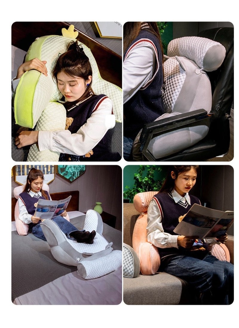 CityRiya-Long - Reading Pillow for Adults - Large Backrest Pillow with Detachable Neck Roll, Memory Foam Bed Rest & Sit Up Support Pillow, Ergonomic Lumbar Cushion for Reading, Watching TV, or Relaxing - Removable Washable Cover (75*50cm) - Image 1
