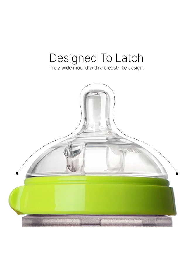 comotomo Natural Feel Baby Bottle 250 ML With Pack Of 2 Natural Teat Silicone Nipples, 3 Holes With Fast Flow, 6 Months +