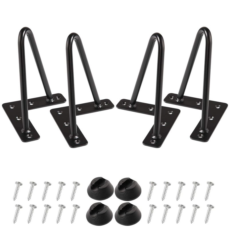 MSOBAIW 6 Inch Hairpin Legs Heavy Duty Metal Table Legs for Cabinet Wardrobe TV Cabinets Drawers Nightstand 38 Dia Satin Black TwoRod Iron Wire Legs for DIY Furniture