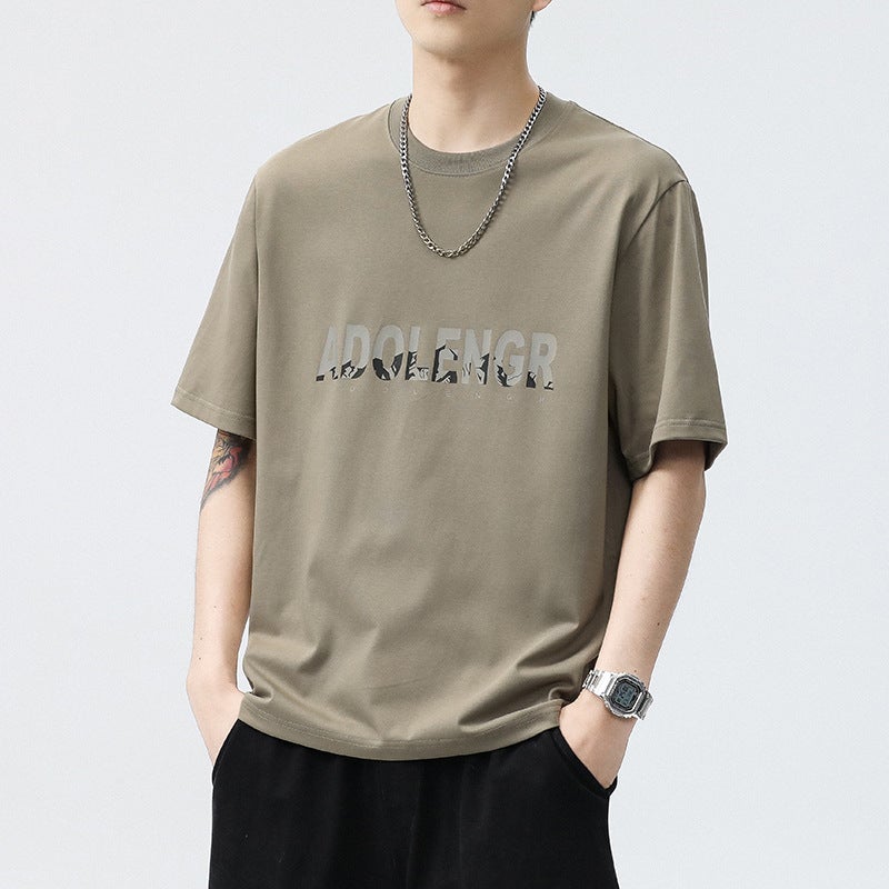 [810] Men'S Summer Japanese Loose Letter Printed T-Shirt Heavy 230G New Casual Short Sleeve Trend - Image 3