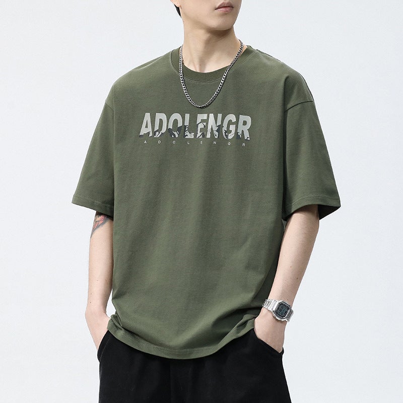 [810] Men'S Summer Japanese Loose Letter Printed T-Shirt Heavy 230G New Casual Short Sleeve Trend - Image 5