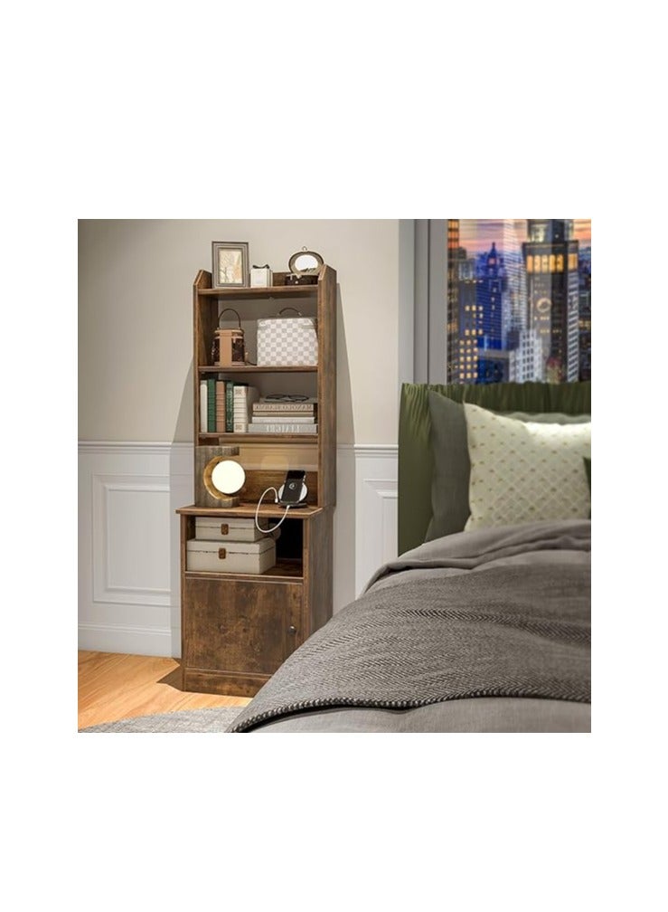 رويال بولار محطة منفذ منضدة مع أرفف قابلة للتعديل - طاولة بجانب السرير مع خزانة تخزين، وطاولة نهائية، وطاولة جانبية للأريكة - Image 3