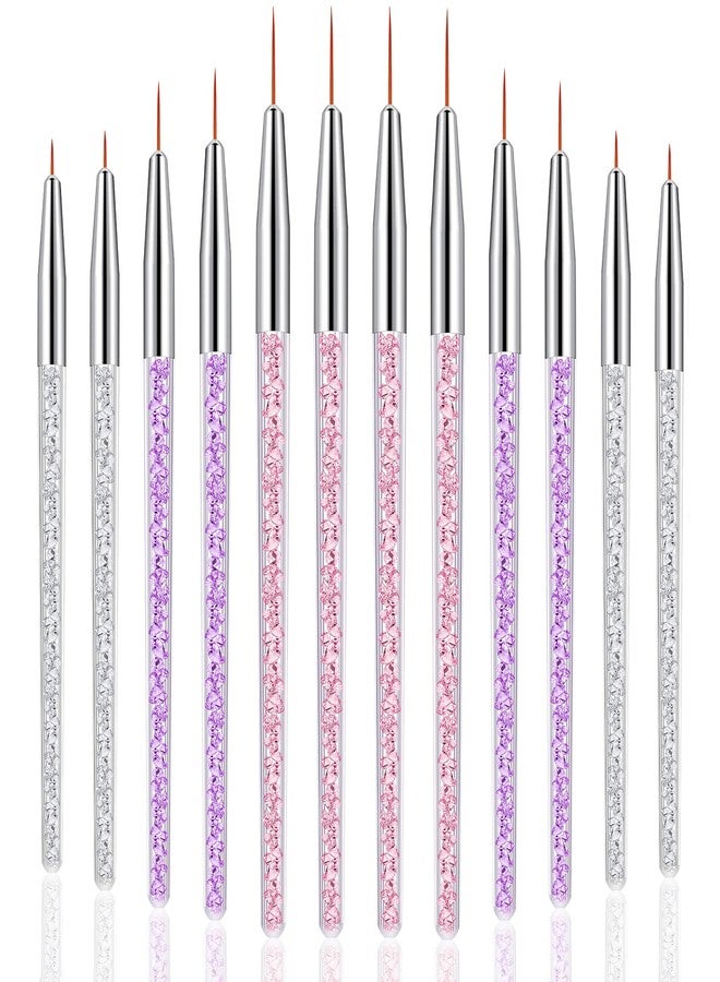 Nuenen 12 Pieces Makeup Brush Art Fine Point Eyeliner Brush Cosmetic Gel Graphic Eyeliner Applicator for Wet Powder Liquid Gel - Image 1