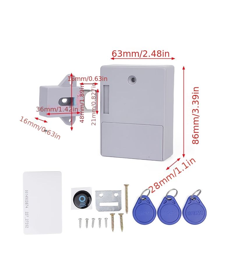 Grey Smart Electronic Drawer Lock Sensor Hidden Door Lock for Cabinets Wardrobe Battery Powered - Image 1