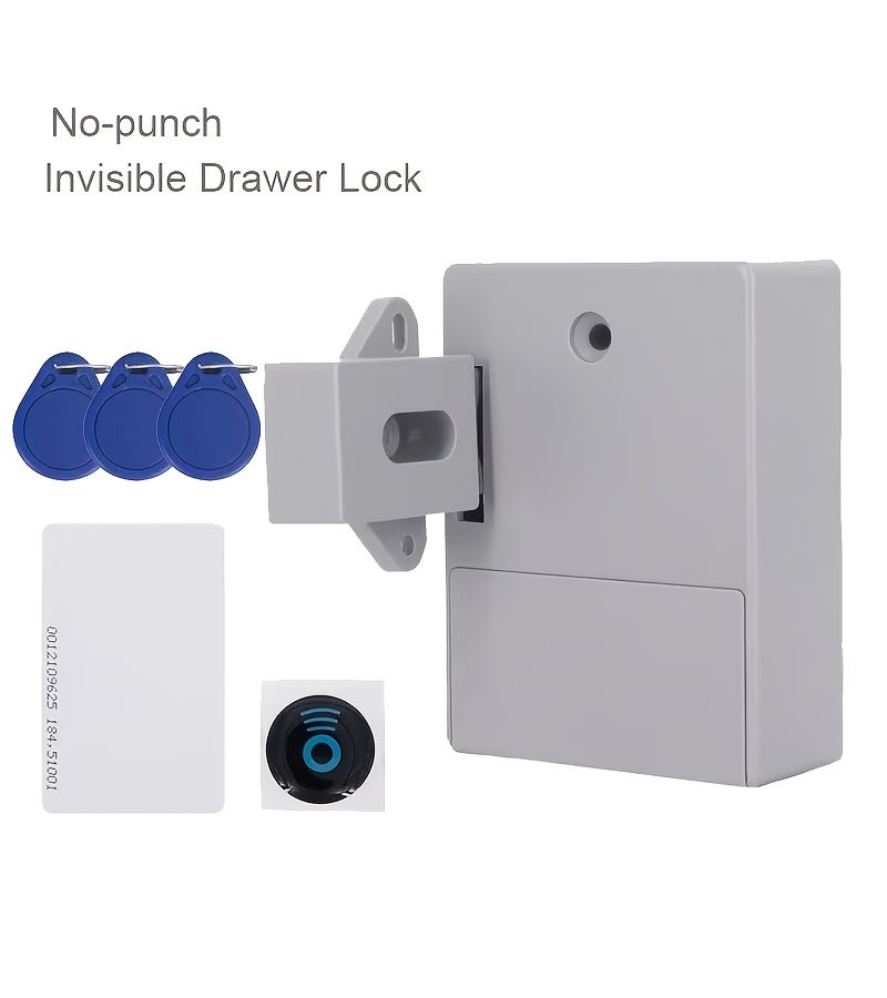 Grey Smart Electronic Drawer Lock Sensor Hidden Door Lock for Cabinets Wardrobe Battery Powered - Image 4