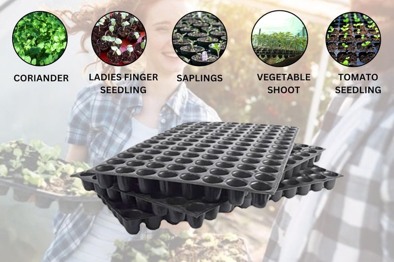 Halsey Germination Seedling Trays -Black,104 Holes Germination Tray for Seedling, Nursery Tray for Plants, Reusable Tray for Garden Plantation (Pack of 5 Trays) - Image 5