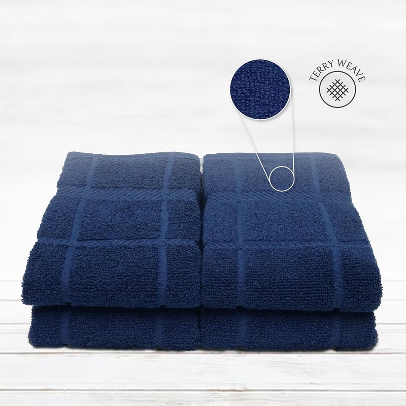 Mellow Buff 100% Cotton Terry Dish Towels for Kitchen, 4 Pack Plain, 16 x26 Inches, Super Soft and Absorbent, Perfect for Cleaning and Dish Washing | Navy Blue Kitchen Towels - Image 3