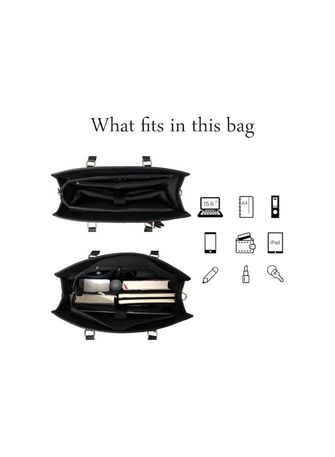PROMASS Laptop Bag for Women, 15.6 Inch Waterproof PU Leather Tote Bag Business Computers Work Bag University Bag with Multiple Pockets Large Capacity Office Handbag Shoulder Bag  - Image 4