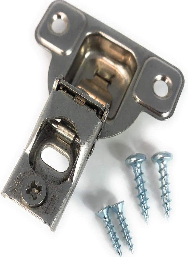 Salice E-Centra Nickel-Plated Metal 106-degree 9/16-inch Overlay Screw-on Face Frame Hinge with 2 Cams (2) - Image 2