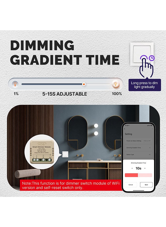 Tuya WiFi Intelligent Switch Dimmer DIY Module Light Switch Mobilephone APP Remotely Control Activate Home Devices Compatible with Alexa and Google Assistant for Voice Control