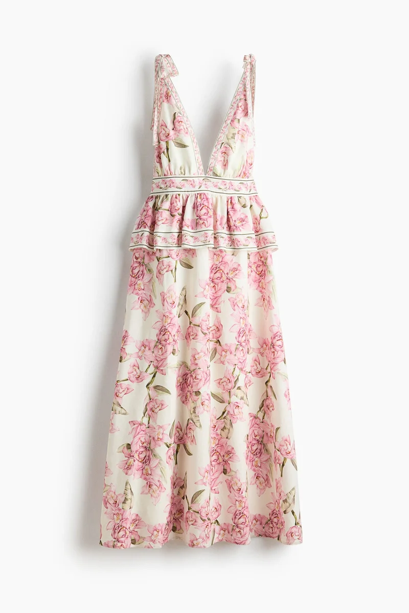 H&M Linen-blend peplum dress