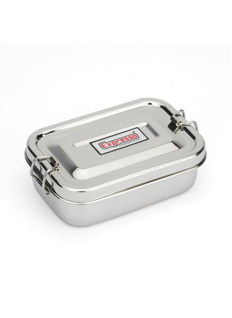 Expresso Expresso Steel Tiffin Box for Office | Stainless Steel Lunch Box 350 ML with Inner Plate | Traditional Design Glossy Finish Steel Box in Silver(Samurai)  - Image 1