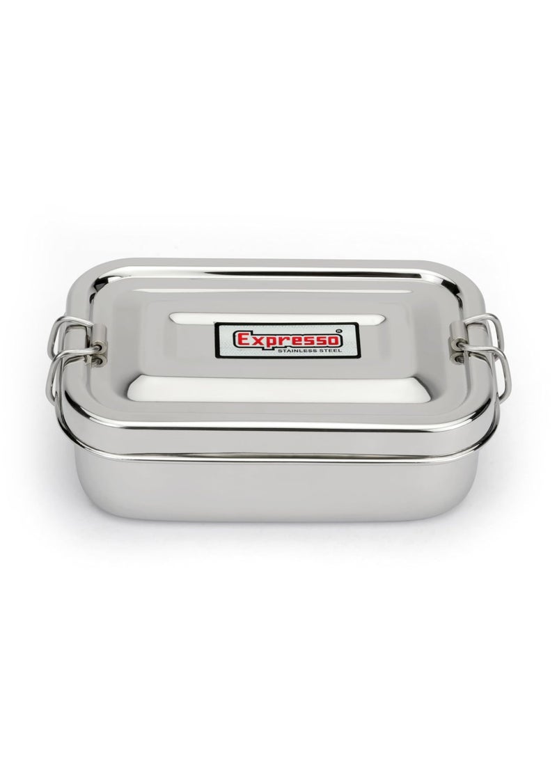 Expresso Expresso Steel Tiffin Box for Office | Stainless Steel Lunch Box 350 ML with Inner Plate | Traditional Design Glossy Finish Steel Box in Silver(Samurai)  - Image 2