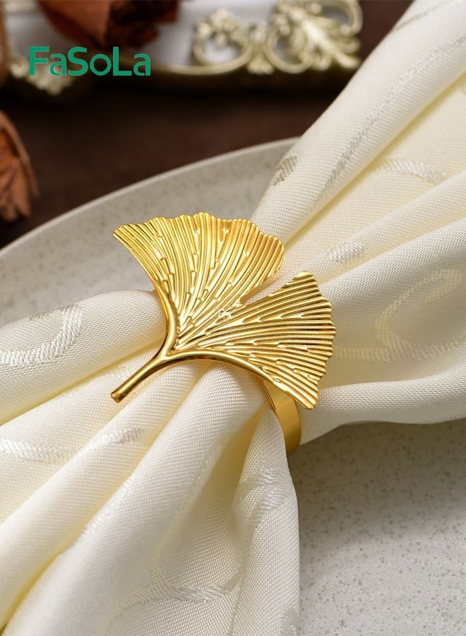 فاصولا 6 Pieces Ginkgo Biloba Napkin Ring Napkin Clasp Table Setting Decoration for Dinner Party Wedding - Image 5