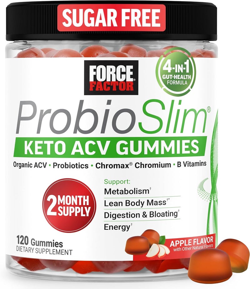 Force Factor ProbioSlim Keto ACV Gummies Organic Apple Cider Vinegar Gummies with LactoSpore Probiotics  Prebiotics to Support Digestion Metabolism  Immune Health 1 Net Carb Apple Flavor 120ct - Image 1