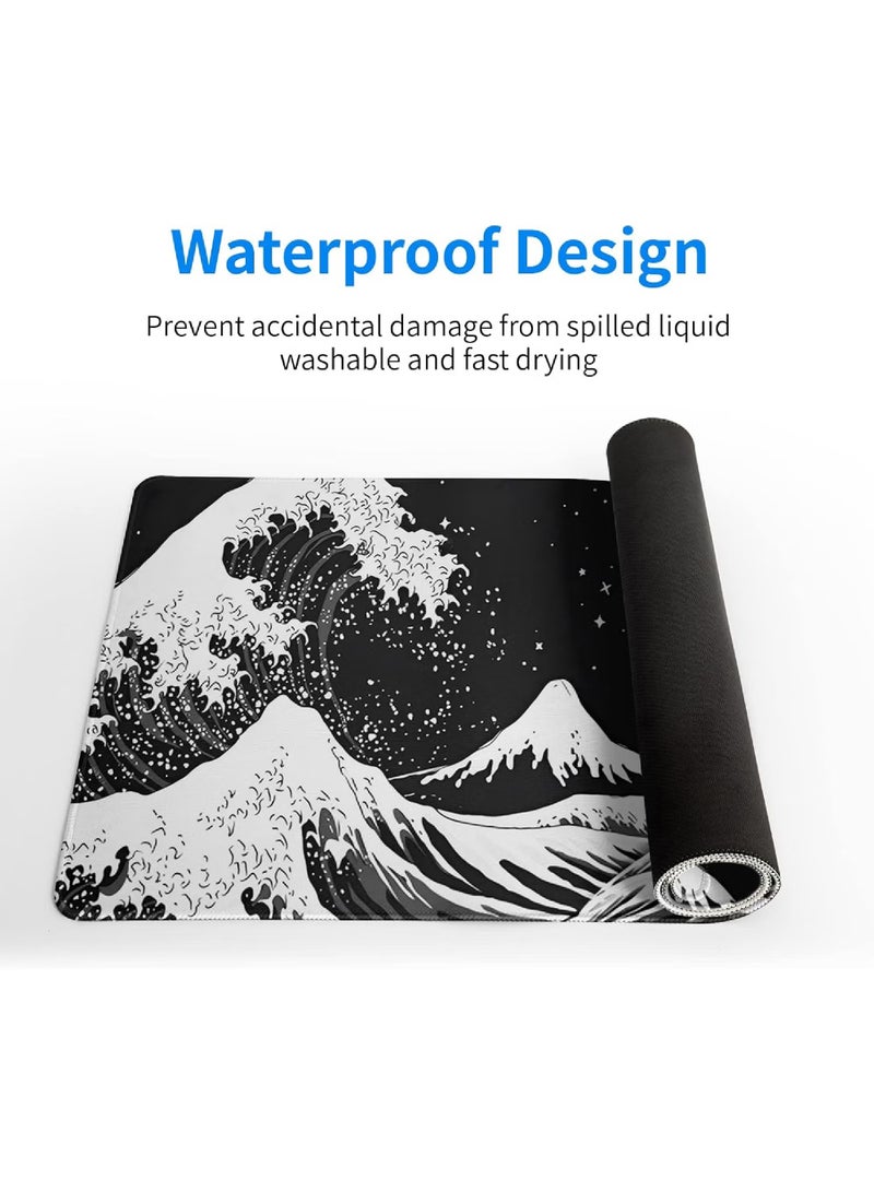 Extra Large Mouse Pad 80 cm x 30 cm, Non-Slip Rubber Base, Waterproof  Durable, Unique Waves and Dragon Pattern, Suitable for Office  Gaming Desktops, Compatible with All Devices - Image 5