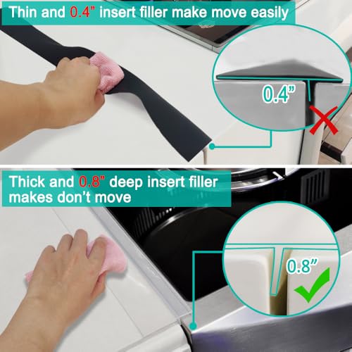 Mofason Stove Counter Gap Cover, Kitchen Silicone Oven Gap Filler – 25 Inches Countertop Strips Gap Guard, Easy to Clean (Clear) - Image 3