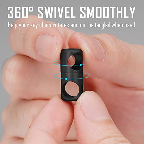 KeyUnity KA07 Titanium Swivel Key Ring Keychain Connector 2pcs, Anti Tangle 360° Rotating Key Linker for Carabiner & Split Rings (Black) - Image 2