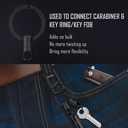 KeyUnity KA07 Titanium Swivel Key Ring Keychain Connector 2pcs, Anti Tangle 360° Rotating Key Linker for Carabiner & Split Rings (Black) - Image 3