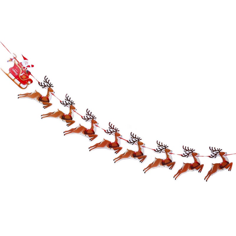 VEYLIN VEYLIN Christmas Reindeer Bunting, Santa Sleigh Banners for Party Decoration - Image 2