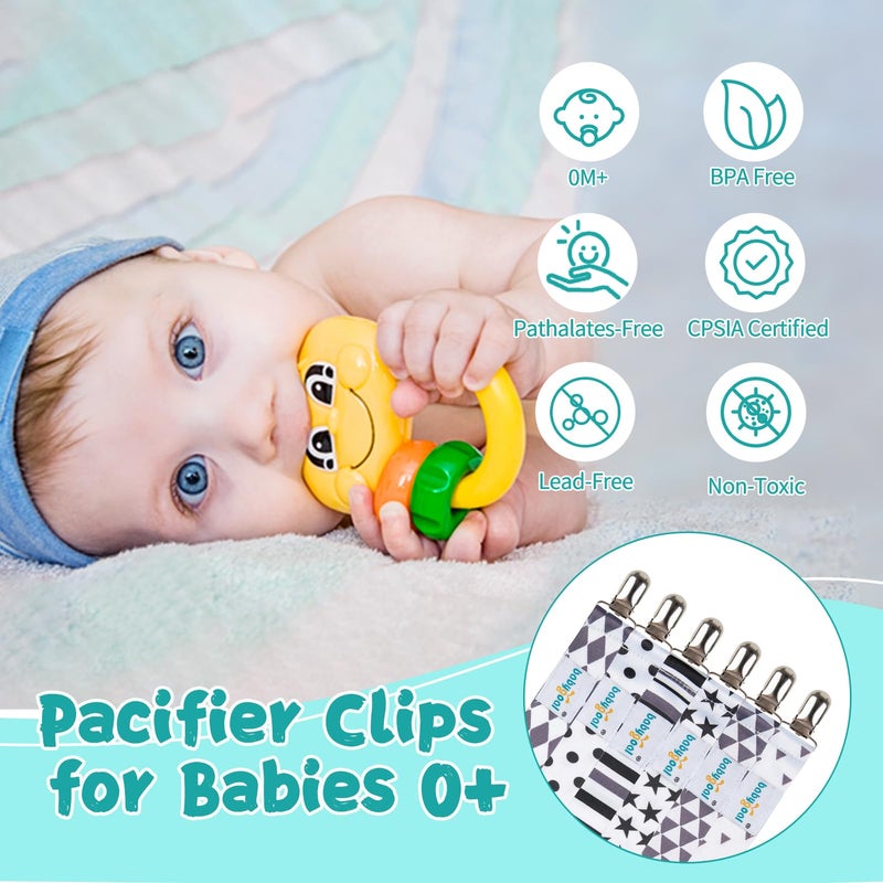 Babygoal Pacifier Clips for Boys, 6 Pack Pacifier Holder Clips for Baby Boys and Girls Fits for Most Pacifier Styles and Baby Gift 6PBM05-HZ - Image 2