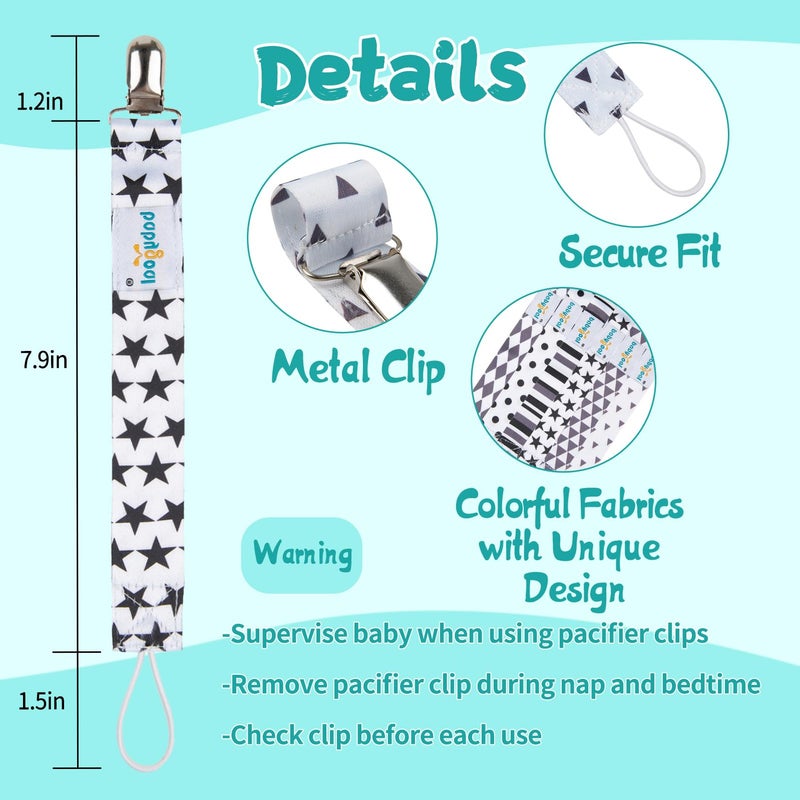 Babygoal Pacifier Clips for Boys, 6 Pack Pacifier Holder Clips for Baby Boys and Girls Fits for Most Pacifier Styles and Baby Gift 6PBM05-HZ - Image 3
