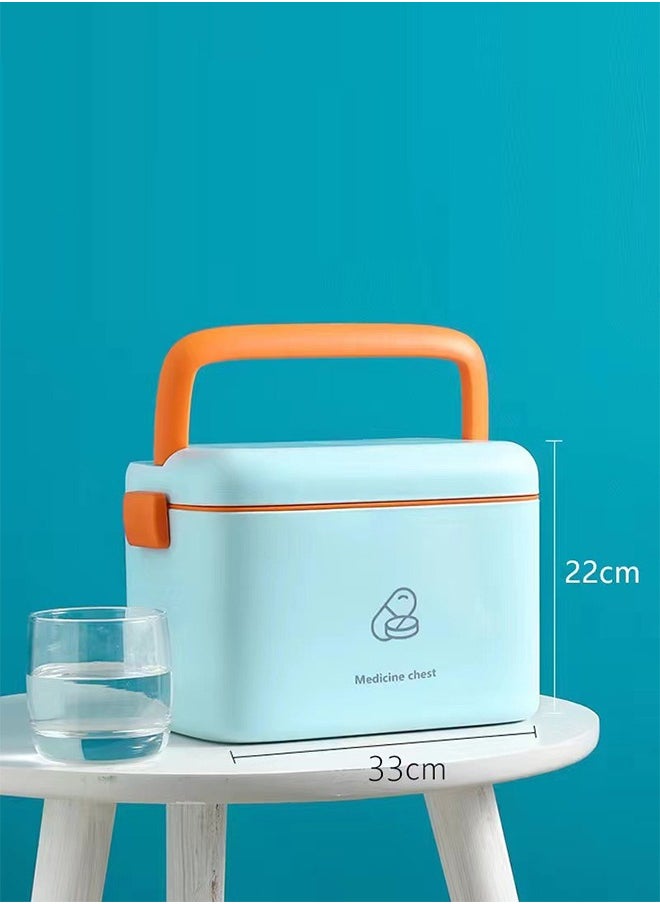 Arabest Home Medicine Box, Medicine Box with Lock Lid, Portable Handheld Medicine Box, First Aid Kit, Medicine Plastic Storage Box, Large Capacity Storage Container, Family Medicine Storage Box, Light Blue  - Image 2