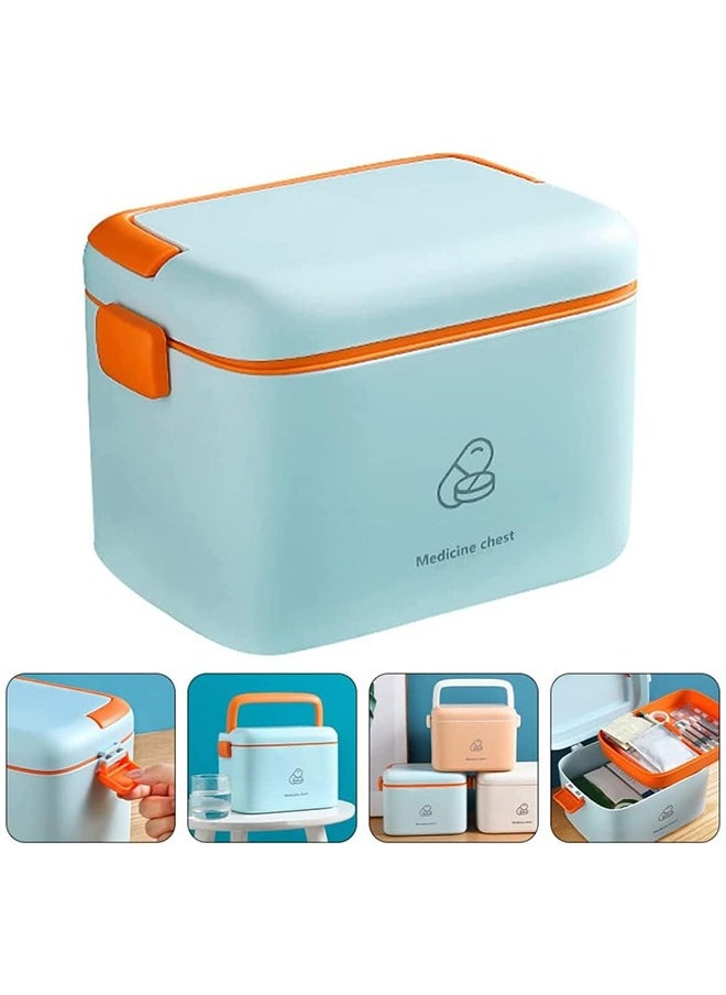 Arabest Home Medicine Box, Medicine Box with Lock Lid, Portable Handheld Medicine Box, First Aid Kit, Medicine Plastic Storage Box, Large Capacity Storage Container, Family Medicine Storage Box, Light Blue  - Image 4