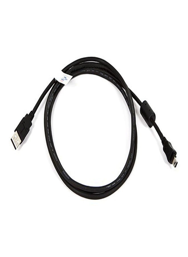Monoprice 6-Feet USB 2.0 A Male to Mini-B 5pin Male 28/24AWG Cable with Ferrite Core (104931),Black - Image 1