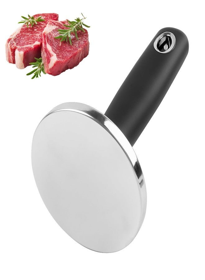 KAYCROWN Meat Pounder Tenderizer, Stainless Steel Kitchen Meat Tenderizer Hammer, Round Chicken Flattener Tool with Comfortable-Grip Rubber Handle for Flattening Cutlets and Tenderizing Meat - Image 1