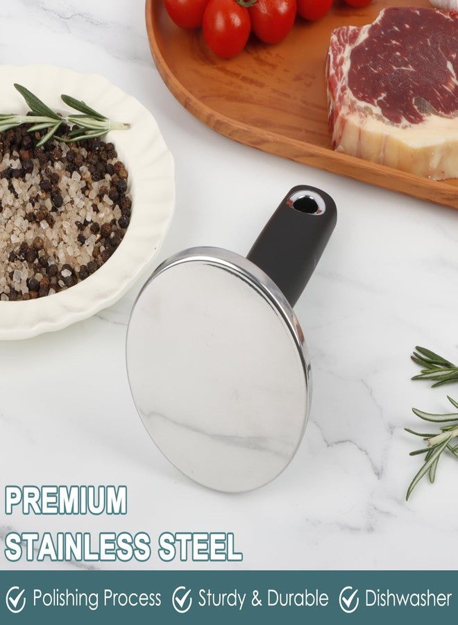 KAYCROWN Meat Pounder Tenderizer, Stainless Steel Kitchen Meat Tenderizer Hammer, Round Chicken Flattener Tool with Comfortable-Grip Rubber Handle for Flattening Cutlets and Tenderizing Meat - Image 5